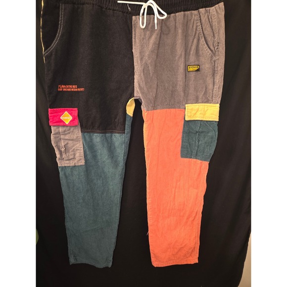 Stussy x kclot vintage Corduroy Patchwork Drawstring Pants Mens Color Streetwear - Picture 2 of 10